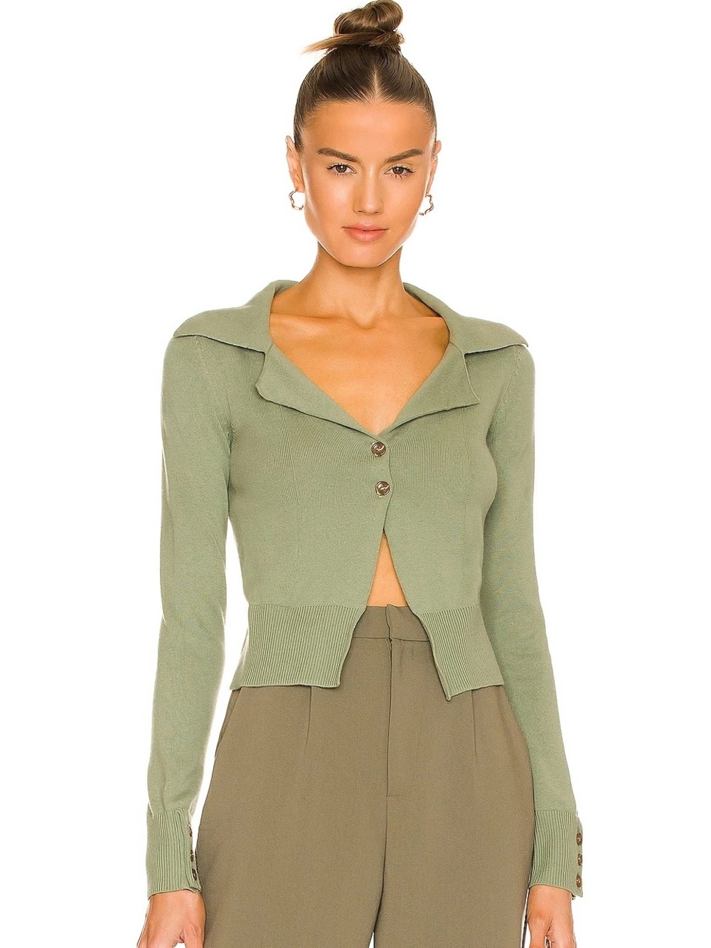 Song of Style Alayna Collared Cardigan in Sage